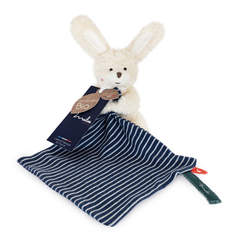  - coton bio made in france - mouchoir lapin 22 cm 